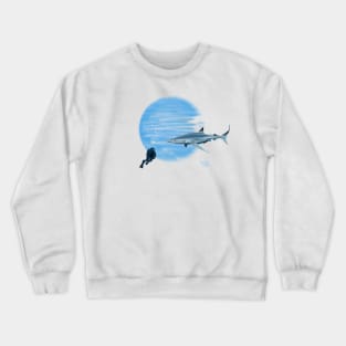 curious Shark in deep blue sea Crewneck Sweatshirt